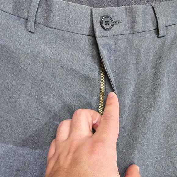 NWT Haggar Premium No Iron Khaki Pants Mens 36x32 Charcoal Heather Classic Fit - Picture 8 of 12